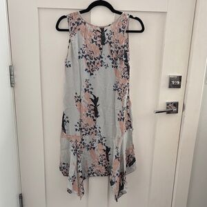Reiss Floral Midi Dress in Pink and Blue Asymmetrical dress with separate lining